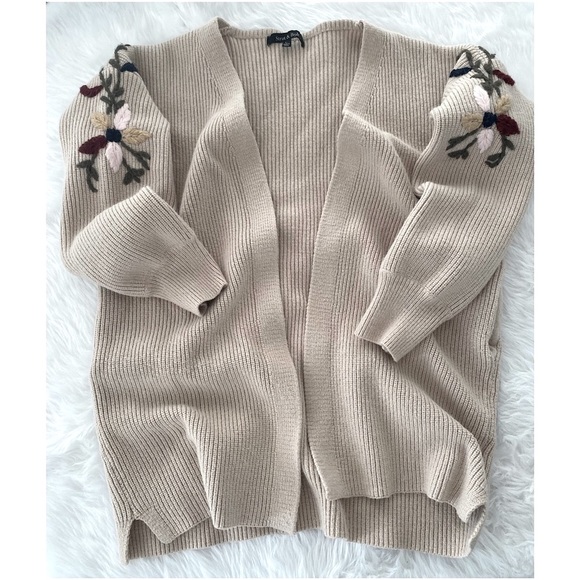 Strut & Bolt Sweaters Salestrut Bolt Tan Embroidered Cardigan